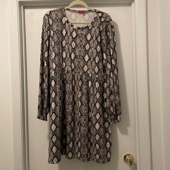 Snakeskin Pattern Babydoll Dress - Picture 1 of 5